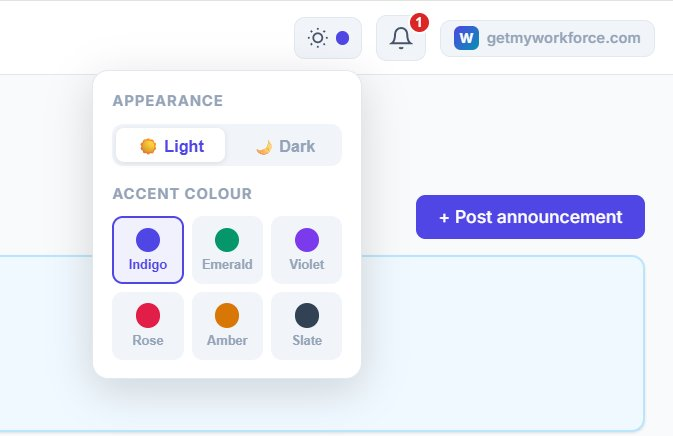 getmyworkforce.com Dark Mode & Themes